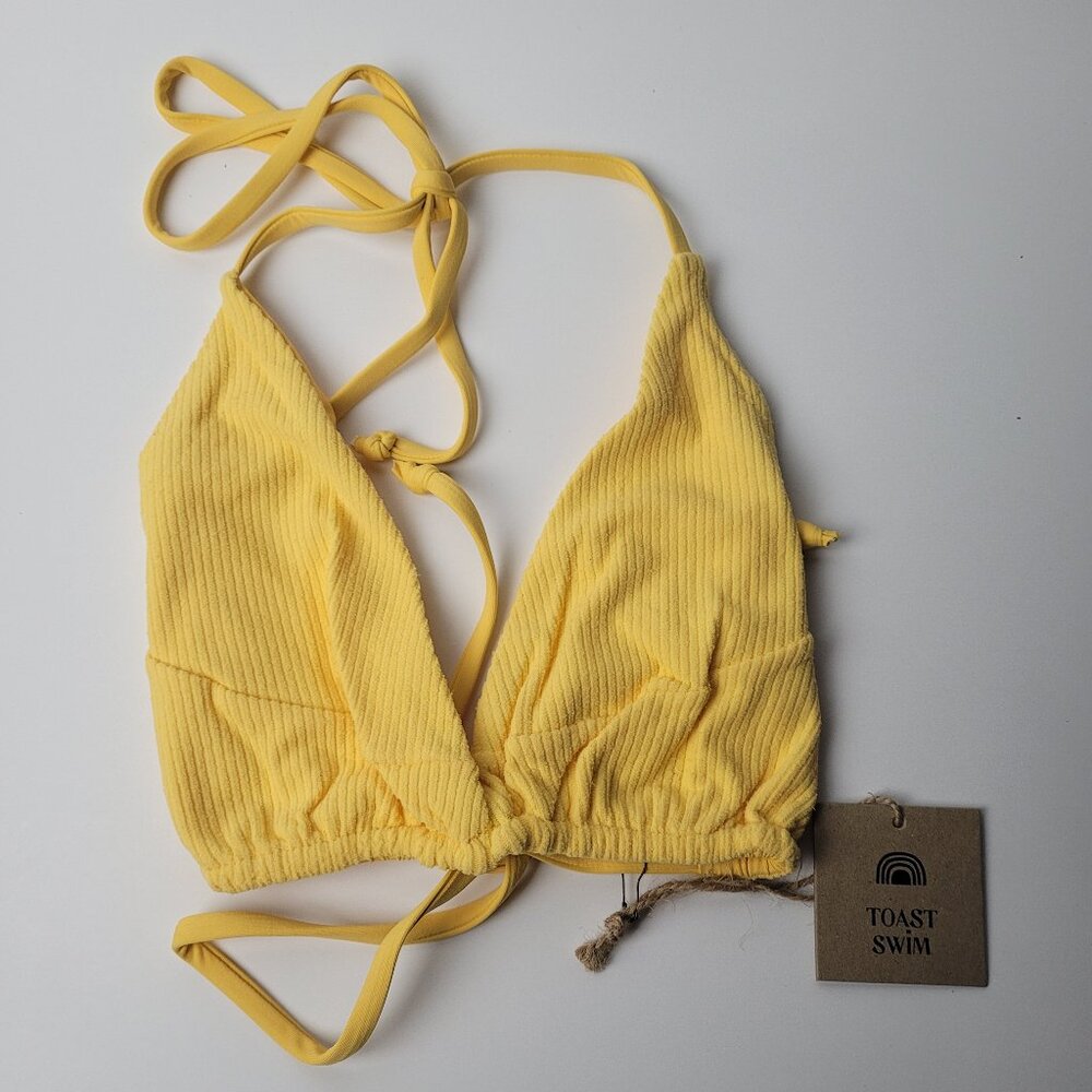 NEW FREE PEOPLE TOAST SWIM Signature Stitch Tri Top Sunset Rib Sz XL NWT